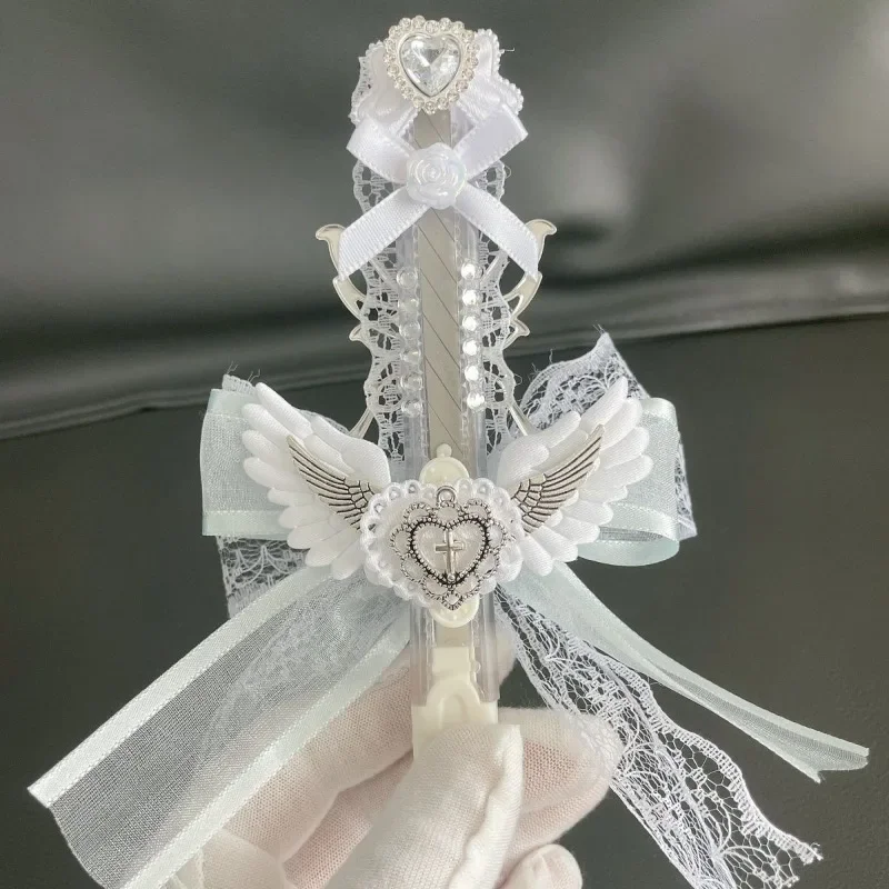 1 Piece Lace Letter Opener Creative Design Sweet Bow Wings Box Opener Portable Utility Knife Student Supplies utility knife mail opener pocket folding knife craft cutting knife