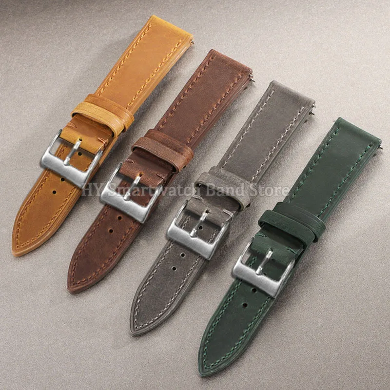 Elegant Universal Leather Watch Strap - Quick Release Fashion Band in Black and Brown