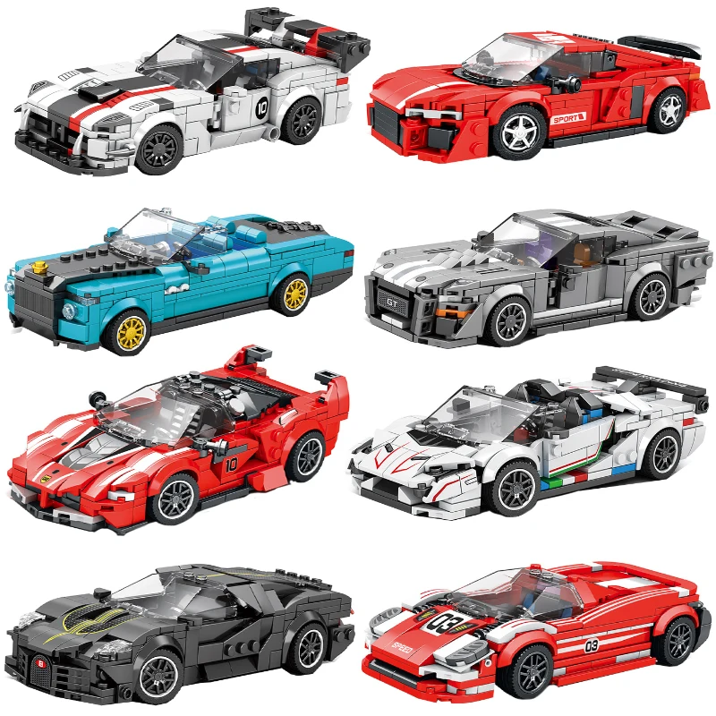 2023 Speed Champions F1 Racing Sports Car Supercar Sticker Tecnica Vehicle Figure Classic Rally Racer Building Block Model Toy