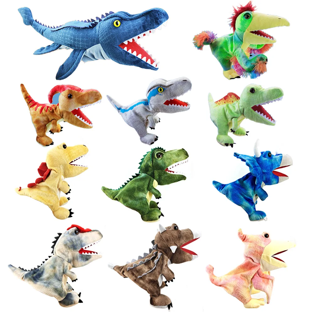 Neue 11 Stil Dinosaurier Handpuppe Plüschtiere Kindergarten Leistung Hands teuerung Glove stricer atops Tyranno saurus Dilopho saurus – Detail 2
