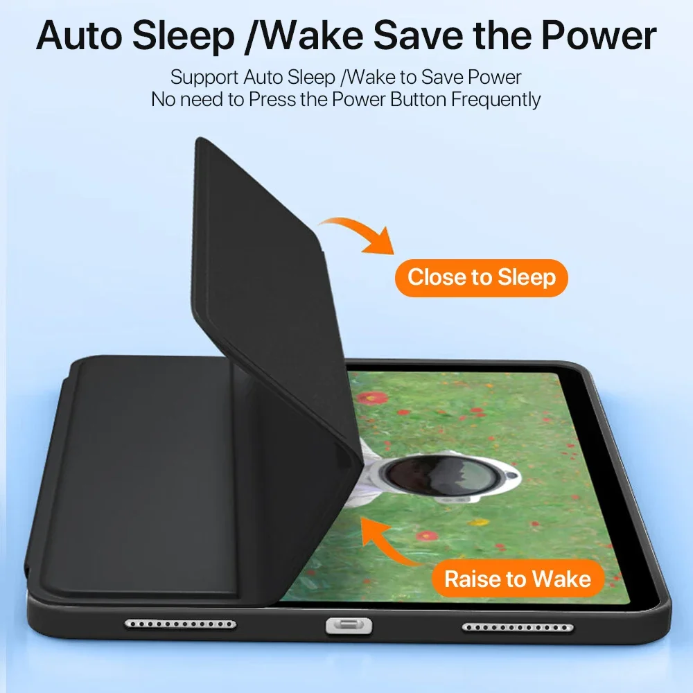 Premium Tri-Folding Magnetic Leather Tablet Case, TPU Protective Cover