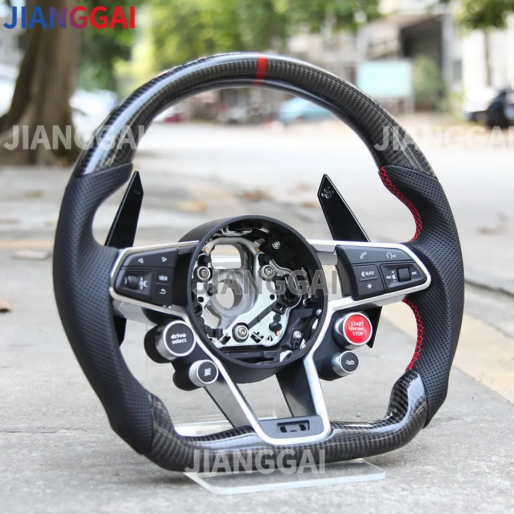 Carbon Fiber Steering Wheel for Audi R8 TT TTS 2016-2023 Sport Racing Wheel with Buttons Paddle Shifts Trim Cover Star Buttons - Image 3