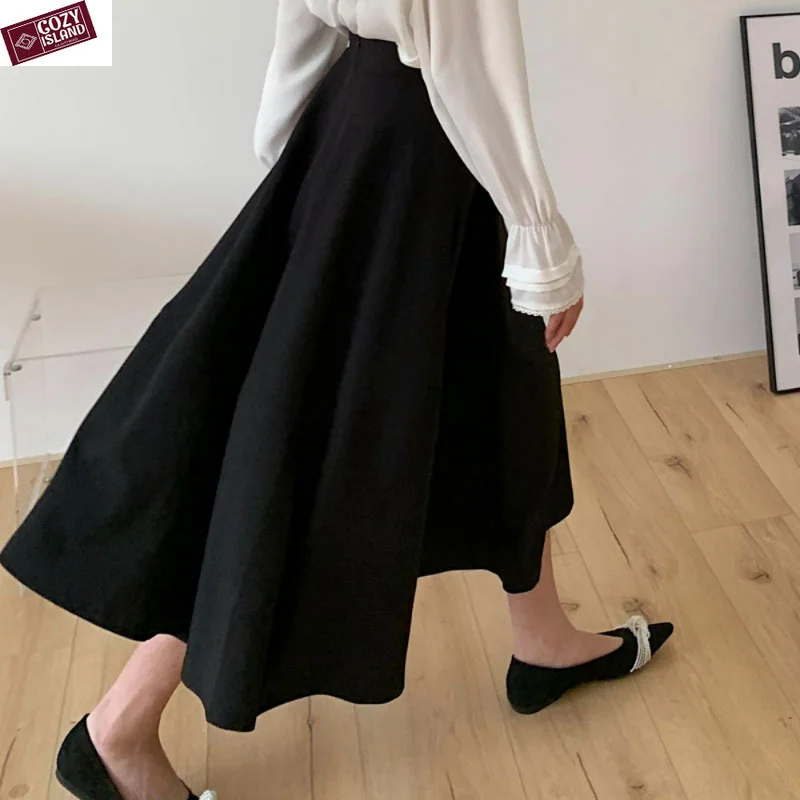 

White Skirts Women Summer Large Swing High Waist A-line Umbrella Skirt New Bust Half Covering Crotch Slim Mid-length Black Skort