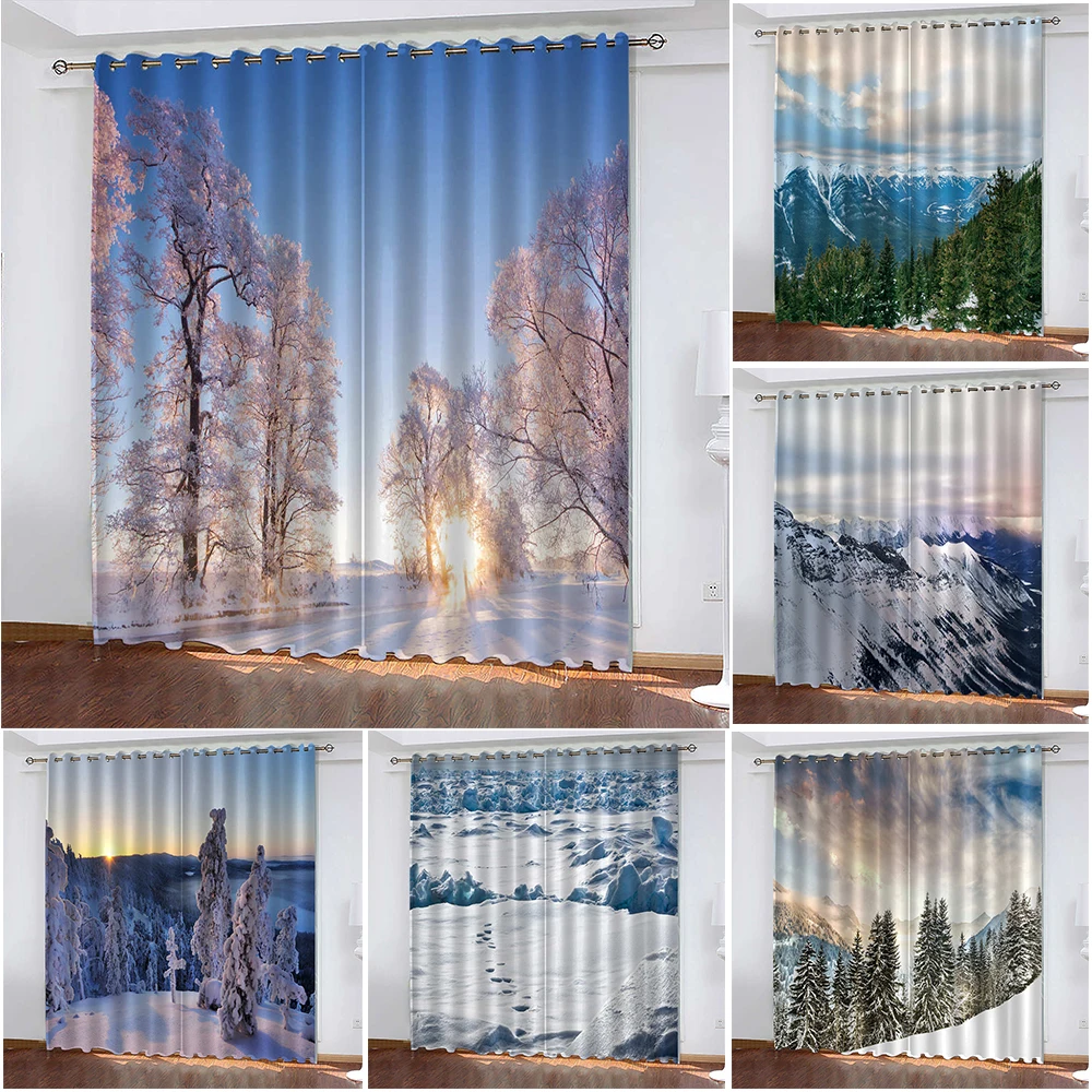 

Snow Scene 3D Printing Curtains Beautiful Scenery Living Room Bedroom Curtains Drapes In Living Room Backdrop Curtain