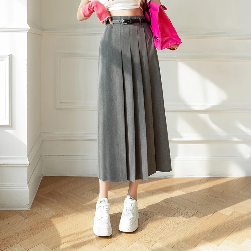 HYKE　RANDOM PLEATED SKIRT　BLACK Womens Short Skirts - Split Pleated Skirt Women Summer High