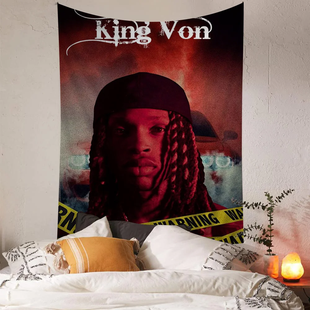 King Von Lil Durk Tapestry K-King Rapper Von Tapestry Anime