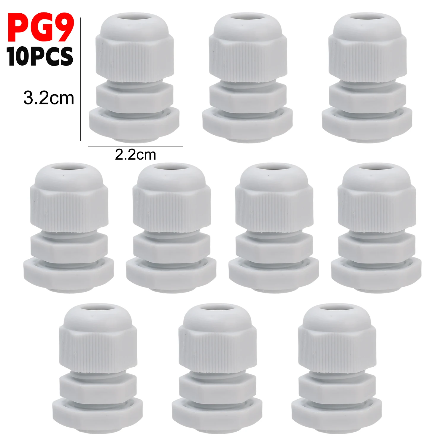 Waterproof Nylon Cable Gland Connector with Adjustable Locknut and Strain Relief Joint, IP68 Rated