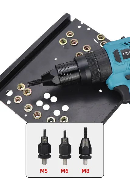 HIFESON-Kit de pistola remachadora eléctrica M3, M4, M5, M8, 18V,  remachadora ciega automática para baterías