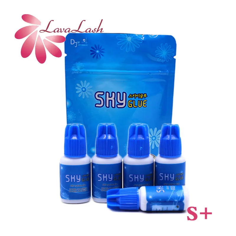 5Ml Extension Ciglia Colla Sky Glue Blue Cap 1-2 Secondi Adesivo Ad Asciugatura Rapida Extra Strong False Lashes Strumento Di Bellezza 5 Bottiglie