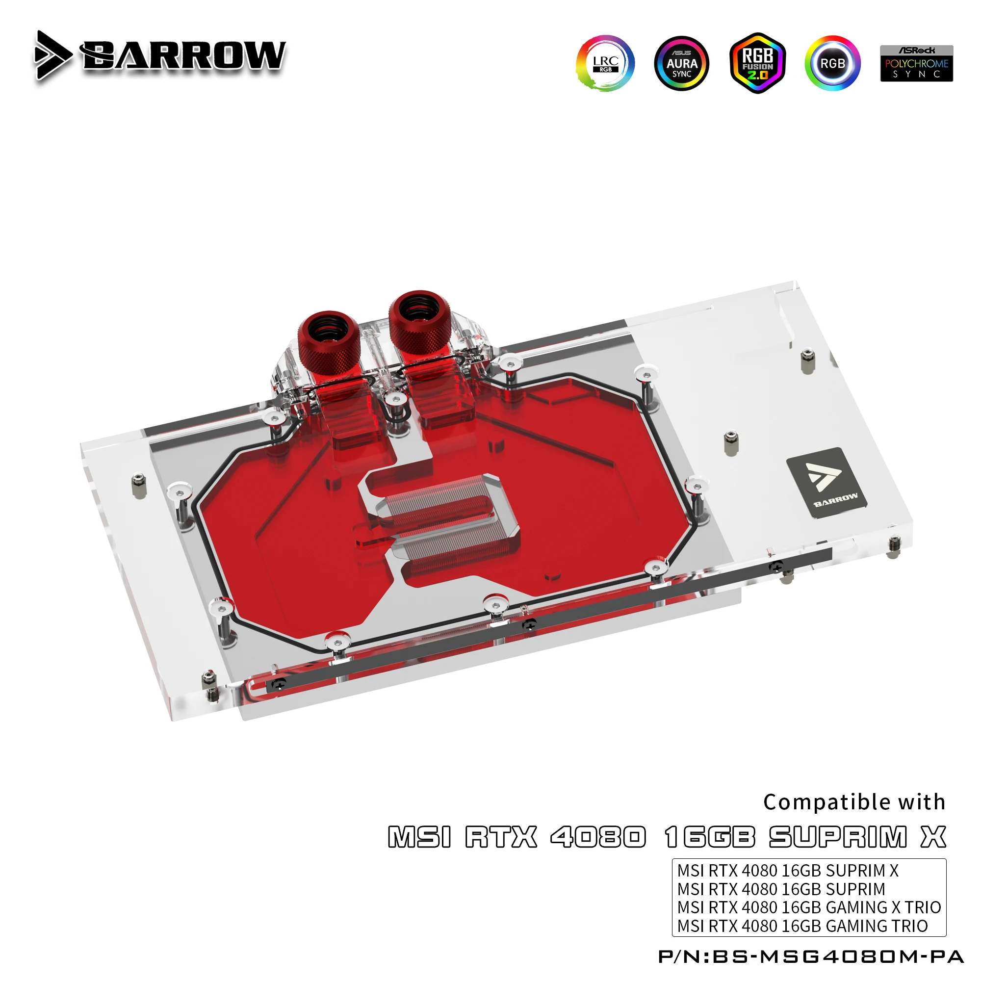 Carriola Pc Full Cover Rgb Gpu Vga Liquid Water Cooling Block Cooler Per Msi Rtx 4080 Suprim Gaming X Bs-Msg4080M-Pa