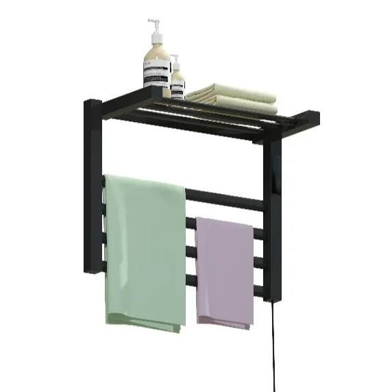 Heating of whole machine and reversible storage rack heated towel bar electric towel rail with timer brushed towel rail