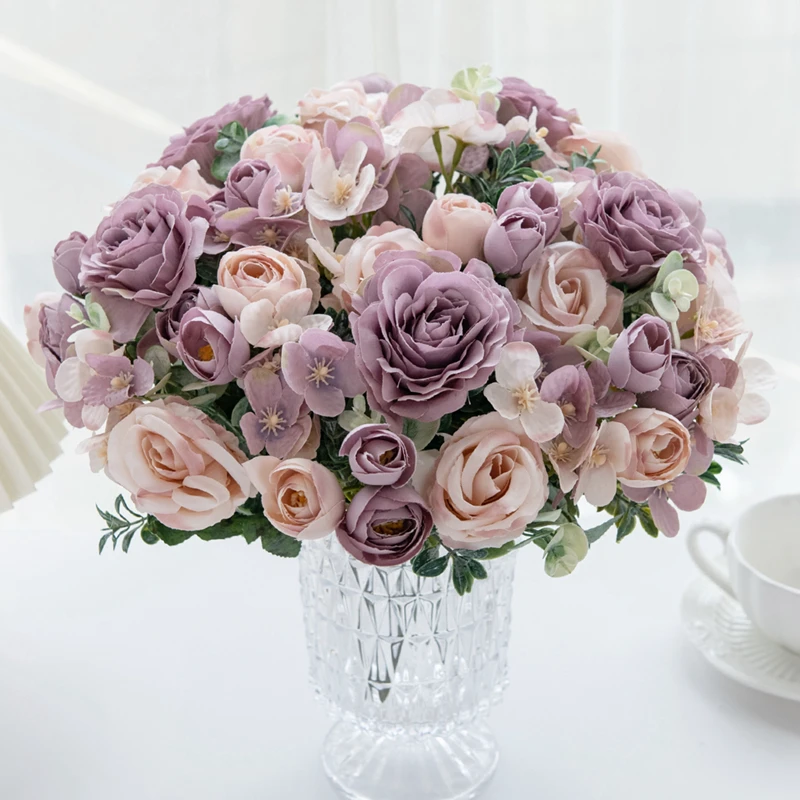 1PC Künstliche Blumen Hohe Qualität Seide Rose Festival Girlande Hause Ornament Party Raum Dekoration Hochzeit Brautstrauß Geschenk – Detail 13