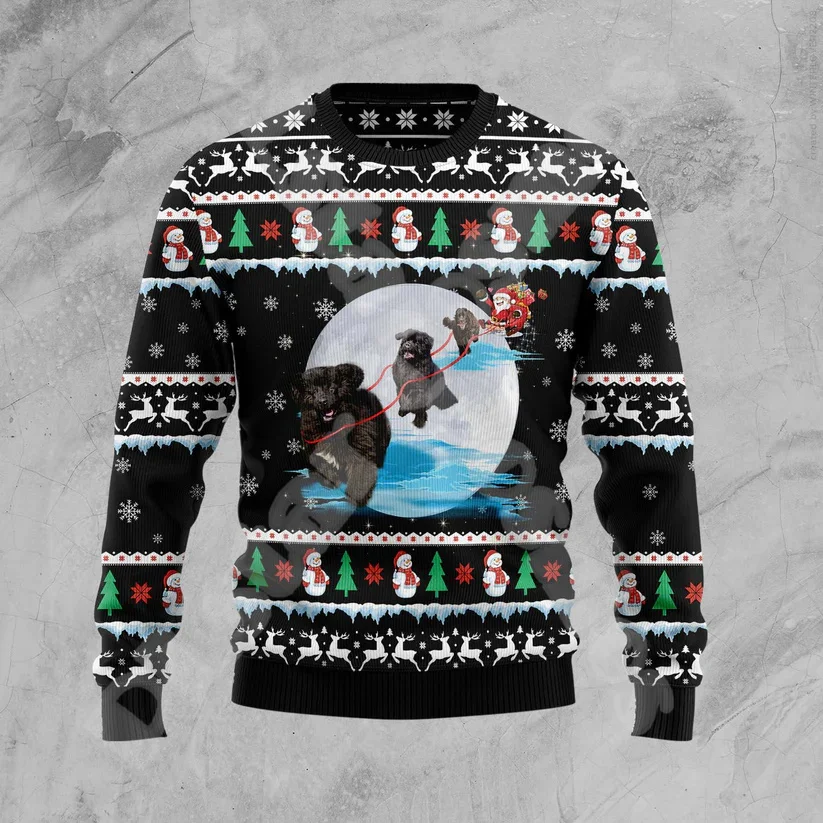 Halloween Christmas Santa Claus Graffiti Vintage Retro Winter Ugly Sweater 3DPrint Harajuku Pullover casual funny long sleeves 0