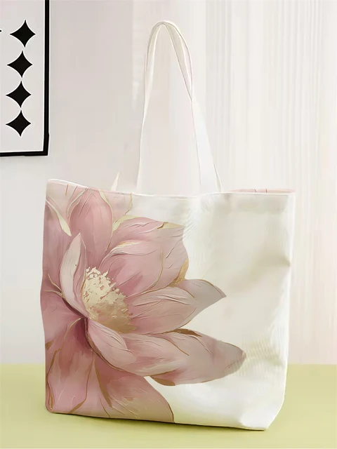 Oil Painting Lotus Canvas Tote bag