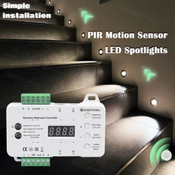Stair LED Mini Spotlights PIR Motion Sensor DC12V Dimmable No Need To Weld Wires Installation for Staircase Ambient Lighting