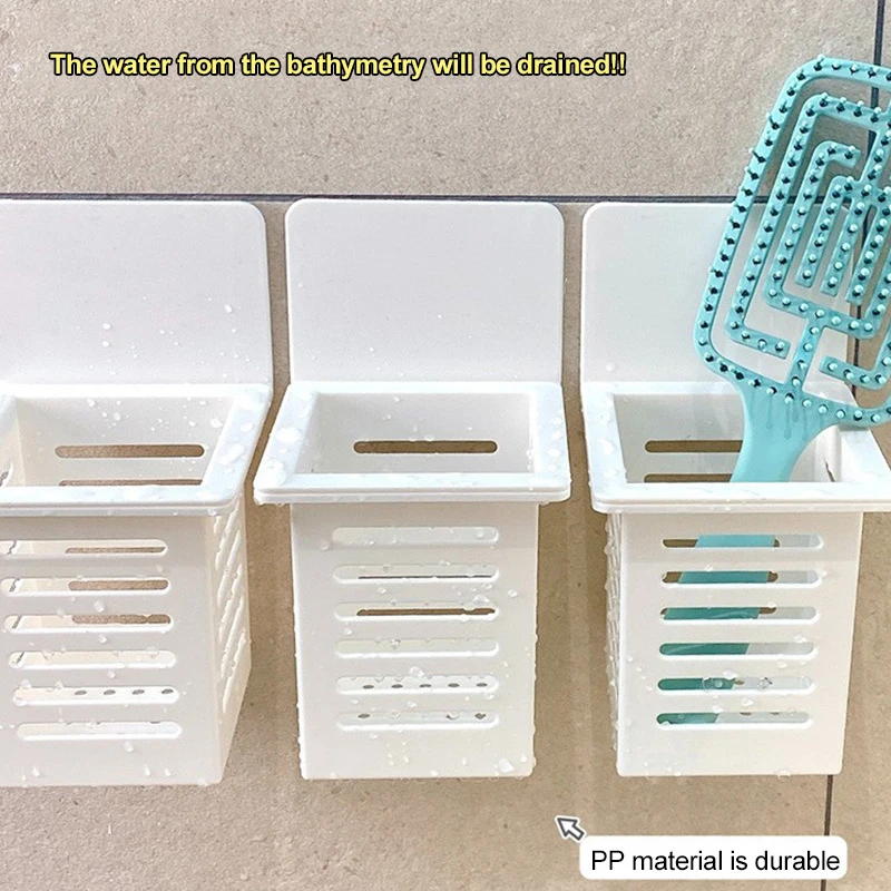Toothbrush Holder Household Wall Self-adhesive Seamless Storage Rack Shaver Toothpaste Organizer Drain Shelf Bathroom Accessory 2