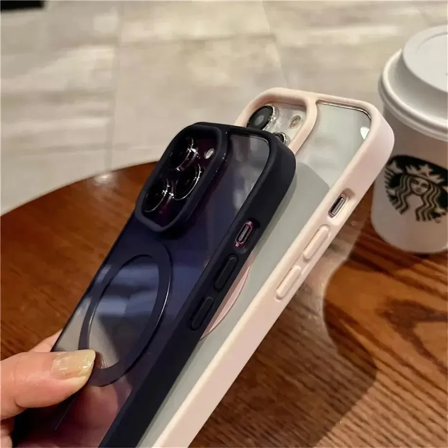 Luxury Magnetic Wireless Charging Shockproof Transparent Bumper Cover