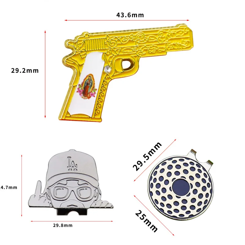 New golf ball marker hat clip metal hat clip with paint magnet badge