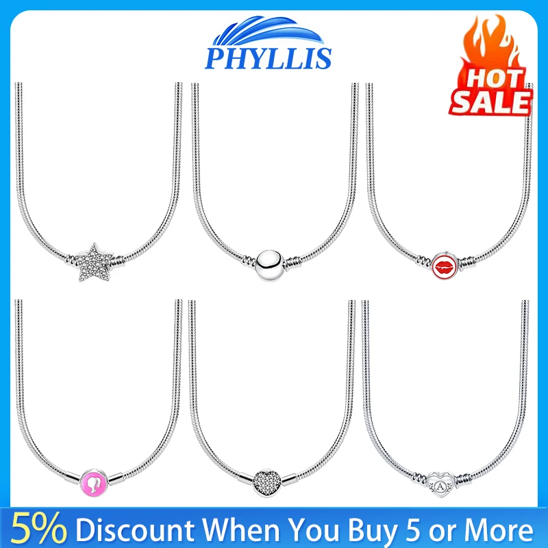 Silver Necklace 45-60cm 925 Silver Round Love Zircon