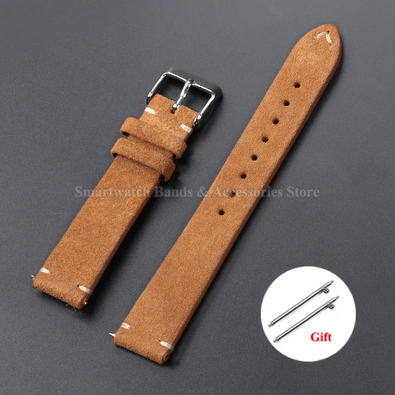 Vintage Suede Leather Quick Release Watch Strap - Handmade Bracelet in Multiple Sizes