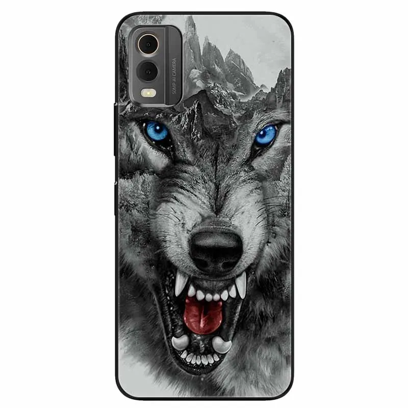 Cartoon Silicone Protective Soft Bumpers with Cool Wolf Design Phone Case
