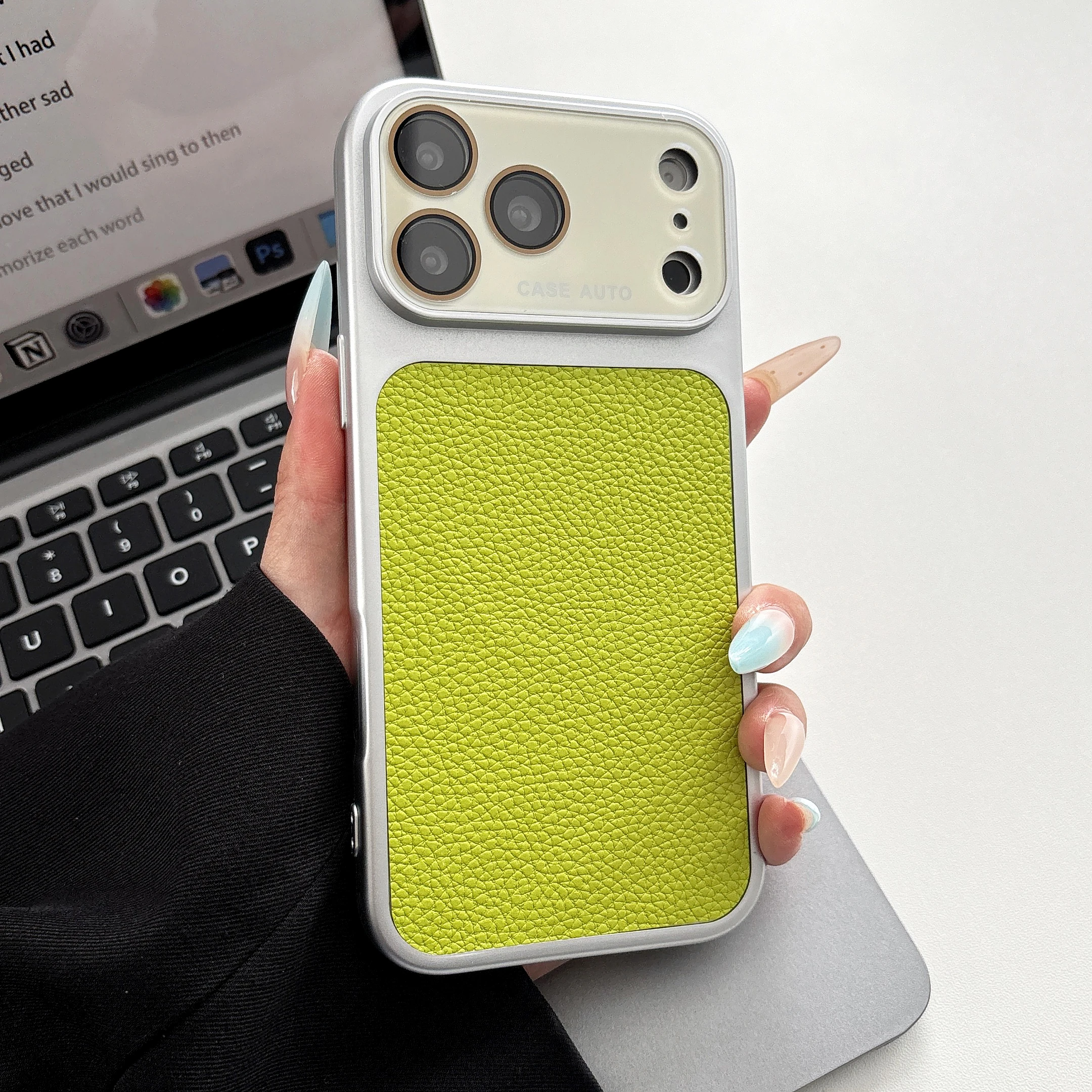 Luxury Litchi Skin Texture PU Leather Phone Case with Lens Protector
