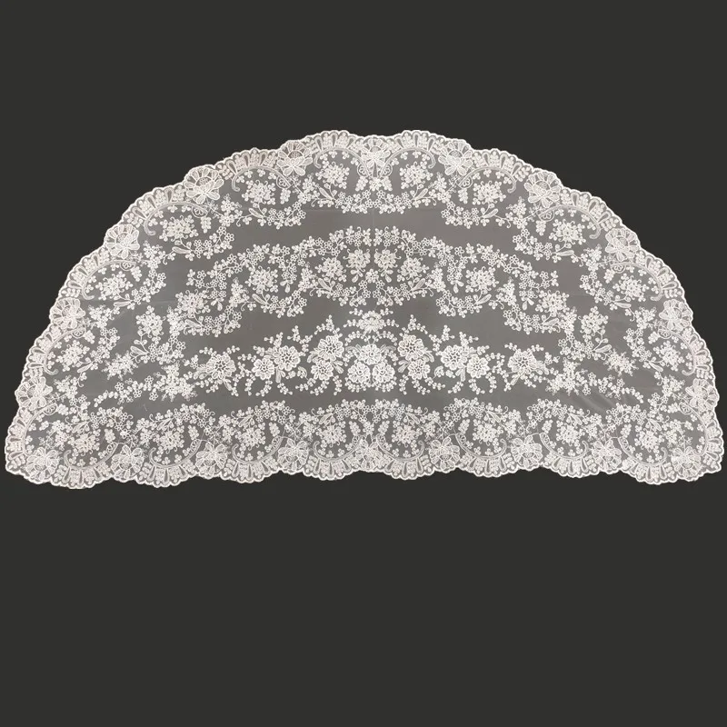 Half Moon Classic Spanish Style Lace Mantilla Embroidery Triangular Catholic Church Veil for Women catholic church veil
