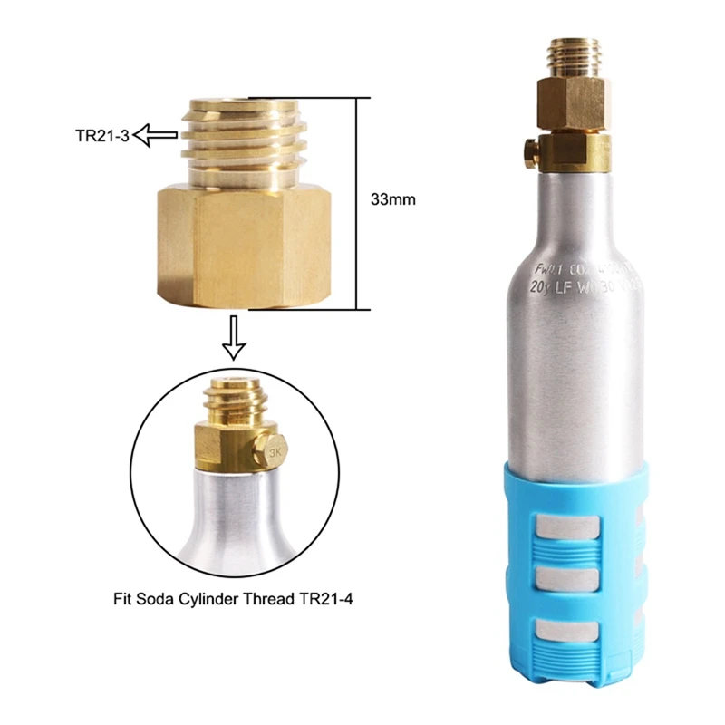 2X Soda Cylinder Stream Thread Converts Adapter Match Quooker Cube Tank Female Tr21-4 To Male Tr21-3