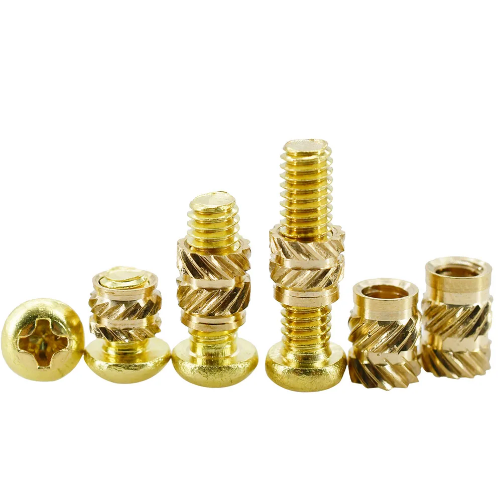 M2 M2.5 M3 M4 Brass Threaded Insert Nut and Bolts Set Phillips Cross Countersunk or Round Head Screws with Heat Knurled Nut Kit