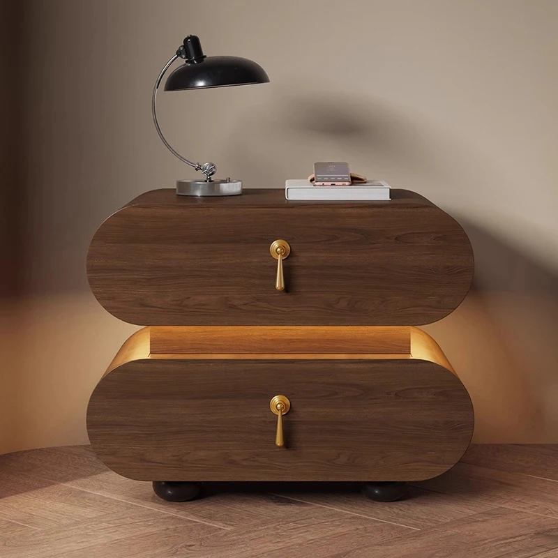 Unique Wooden Nightstands Modern Bedside Brown Drawers Minimalist Bedsides Table Storage Organizer Mesa De Noche Home Furniture