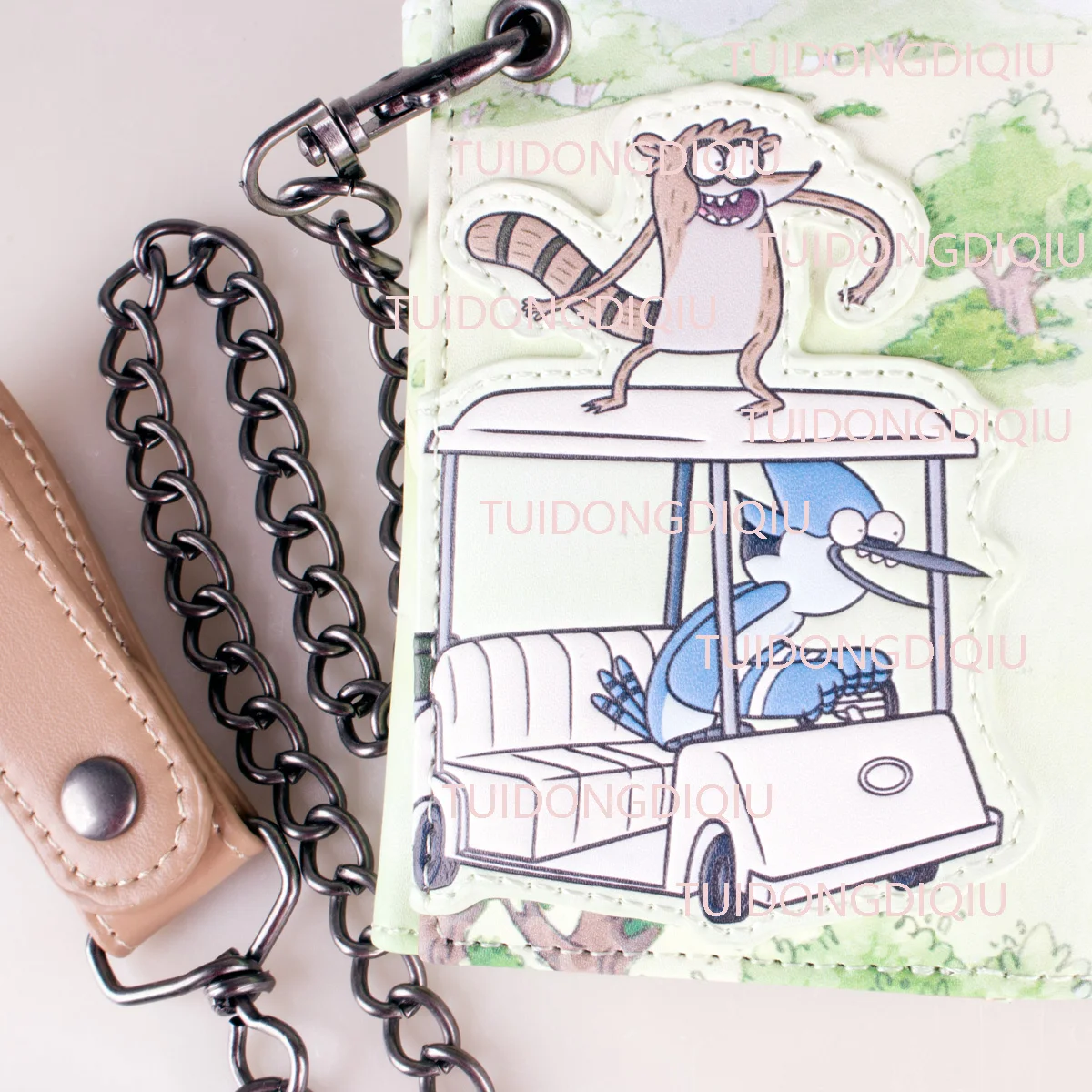 High-Quality Printed Triple-Fold Chain Wallet Fashion Relief Card Holder ID Window