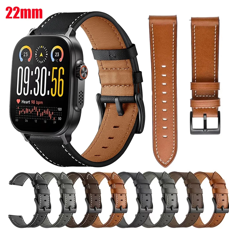 Vintage-Style 22mm Leather Bracelet Strap