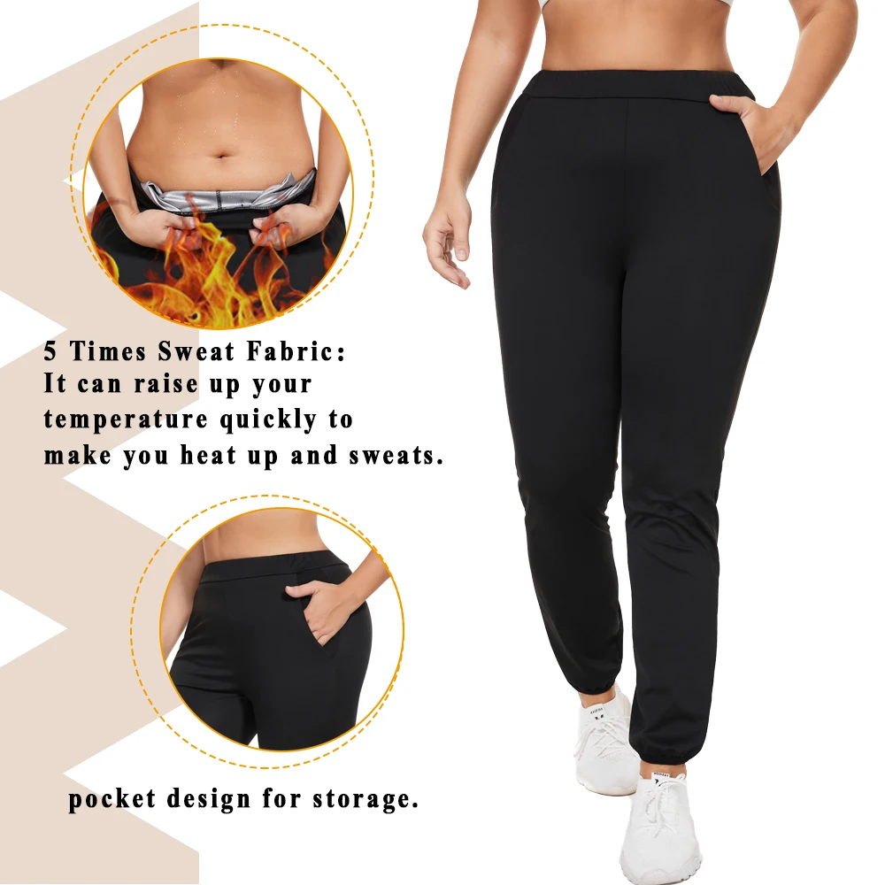 NINGMI Women Slimming Sauna Pants Fat Burning Sweat Pants Shapewear Workout Pants Sauna Wear Weight Loss Pants