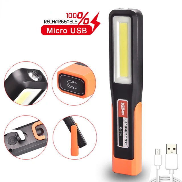 Powerful COB LED Work Light Car Garage Mechanic Lamp USB Rechargeable Flashlight Magnetic Torch Emergency Light Warning Light
