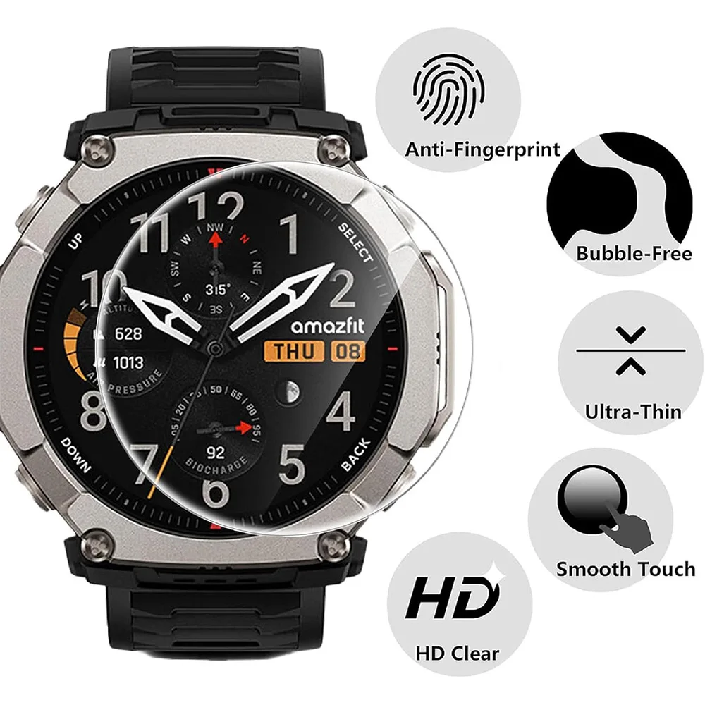 Huami Amazfit T-Rex Ultra 2 51mm 보호기용 필름 전체 화면 보호용 긁힘 방지 강화 유리 필름 3개/몫 보호