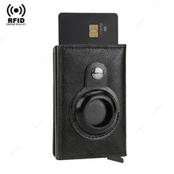Smart RFID Blocking Trifold Wallet with AirTag Holder (Black)