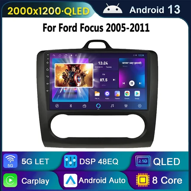for Ford Focus 2005-2011 GPS Android 13 Carplay Car Radio Navi Car Multimedia Video Player Autoradio Stereo Head Unit 2Din DSP