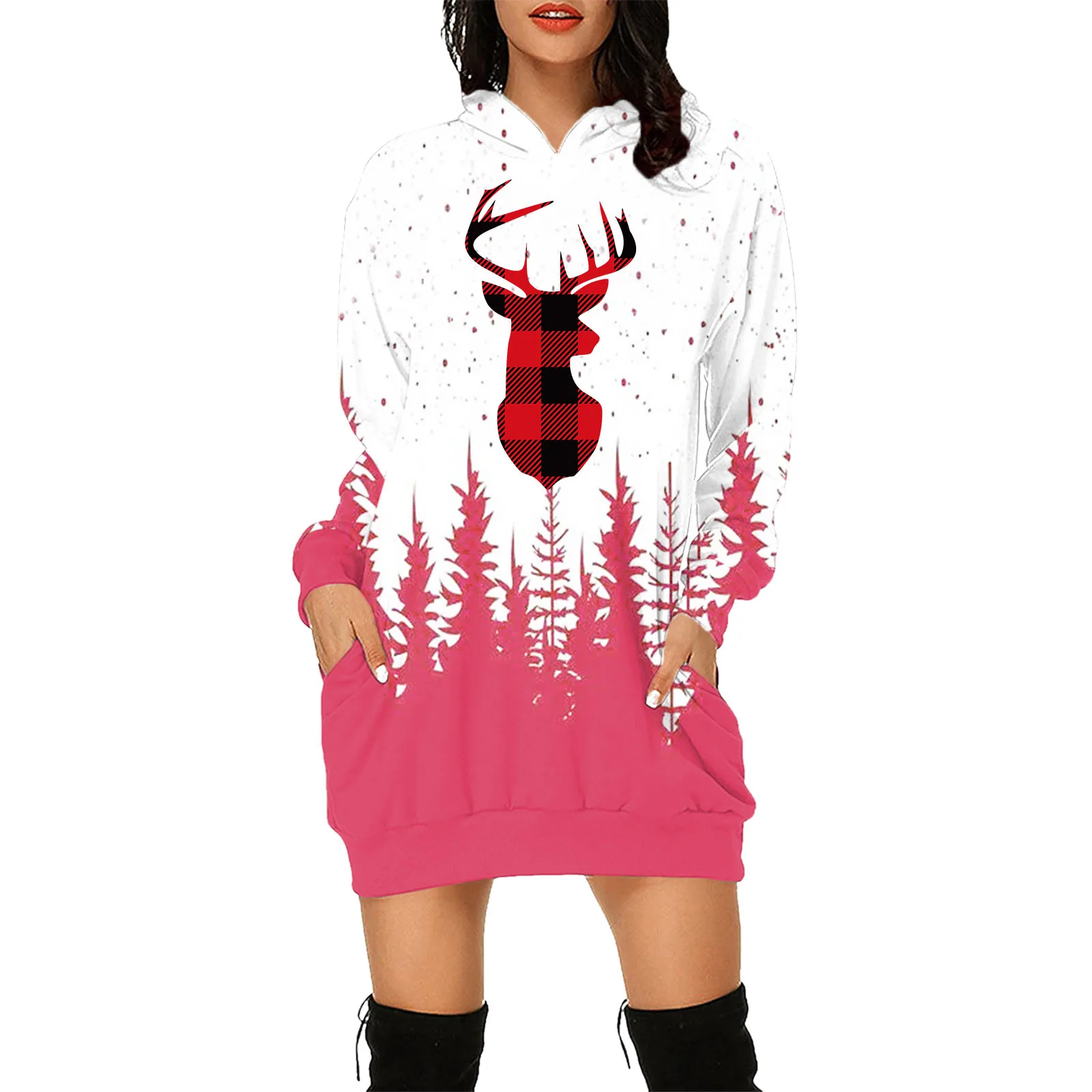 

Womens Dresses with Short Sleeves Women Fashion Vintage Merry Christmas Print Dress Long Sleeve Hoodies Long Sleeve Dresses With