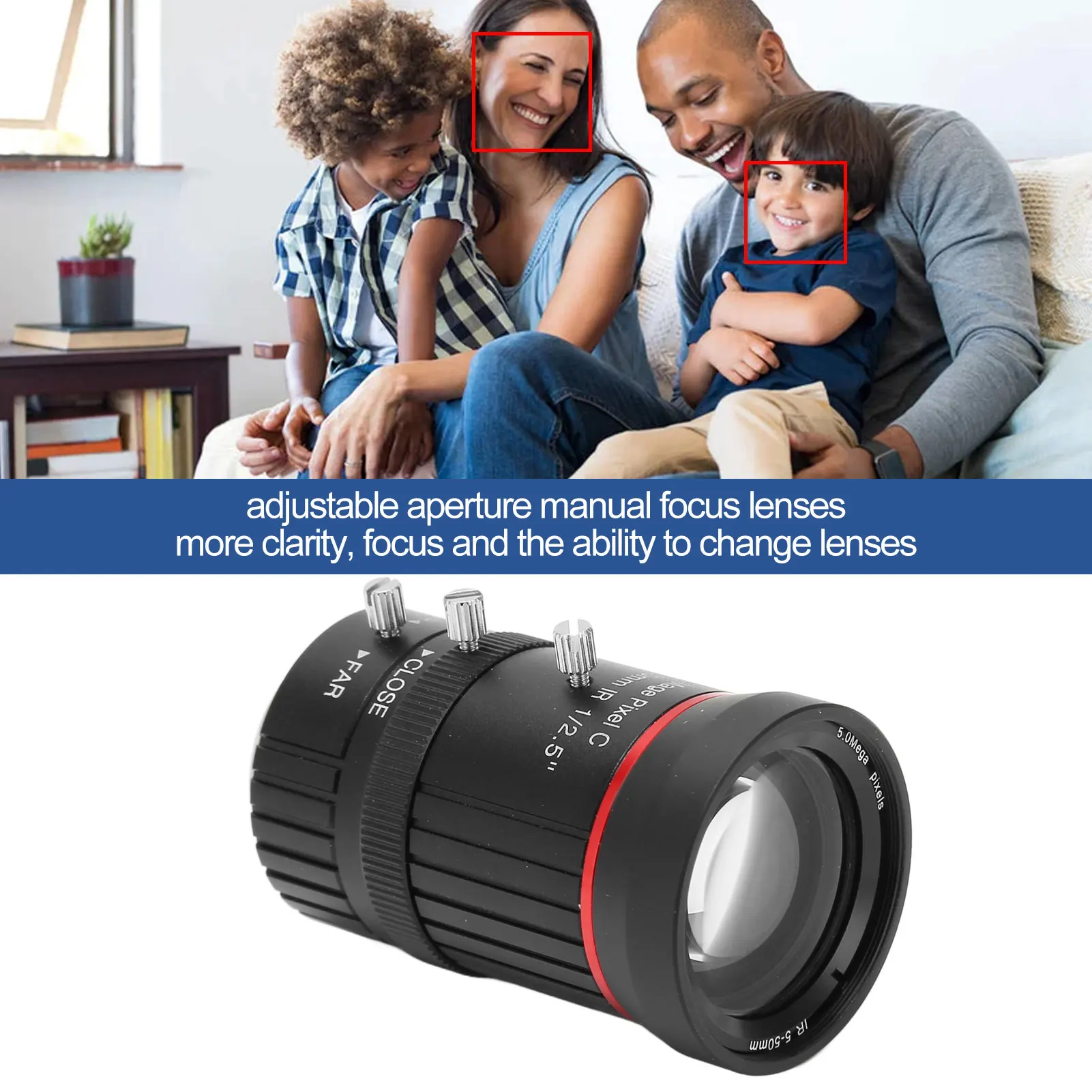 카메라 줌 렌즈 5?50mm 5MP 초점 거리 C 마운트 수동 조리개 산업용 카메라용 고화질 수동 조리개 렌즈
