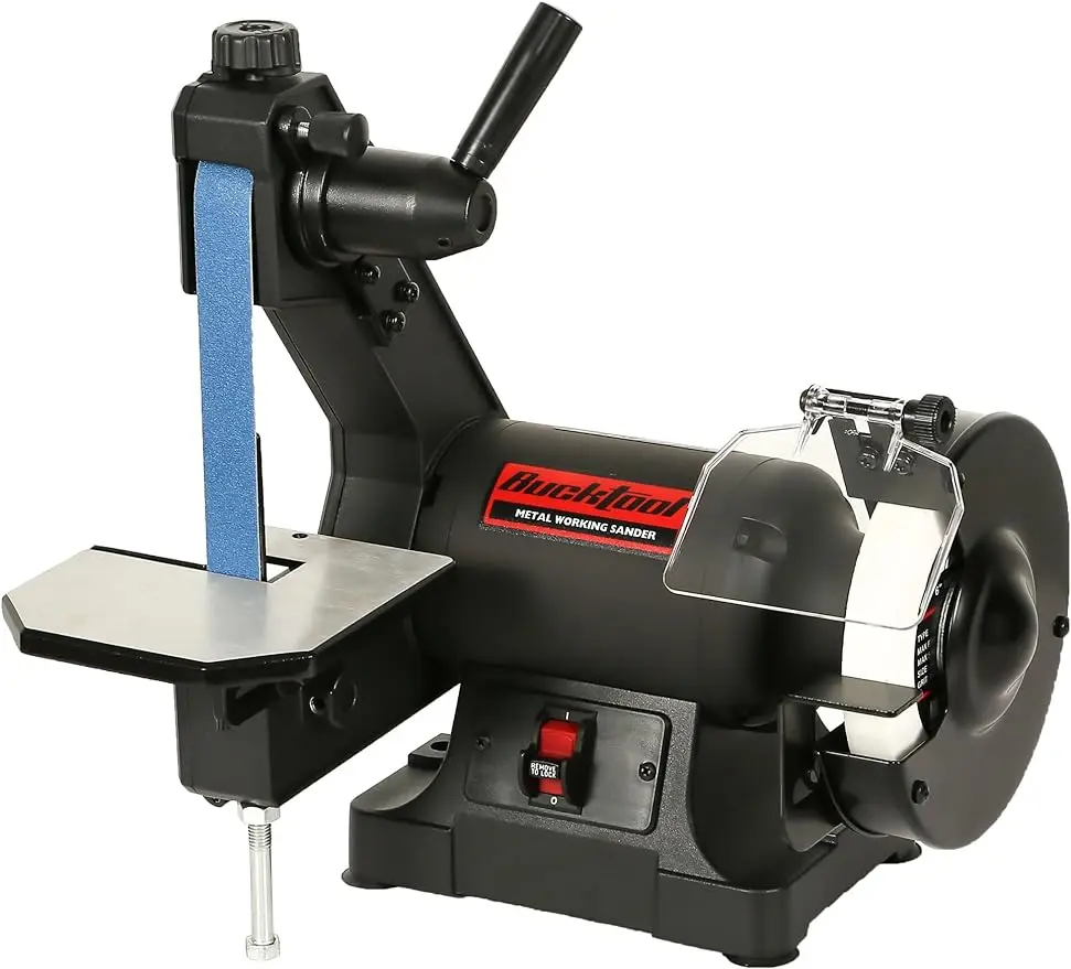 Low speed bench belt grinder combo 2.1A 1x30 inch belt 6 inch grinder 1/3 HP Disc sander combo