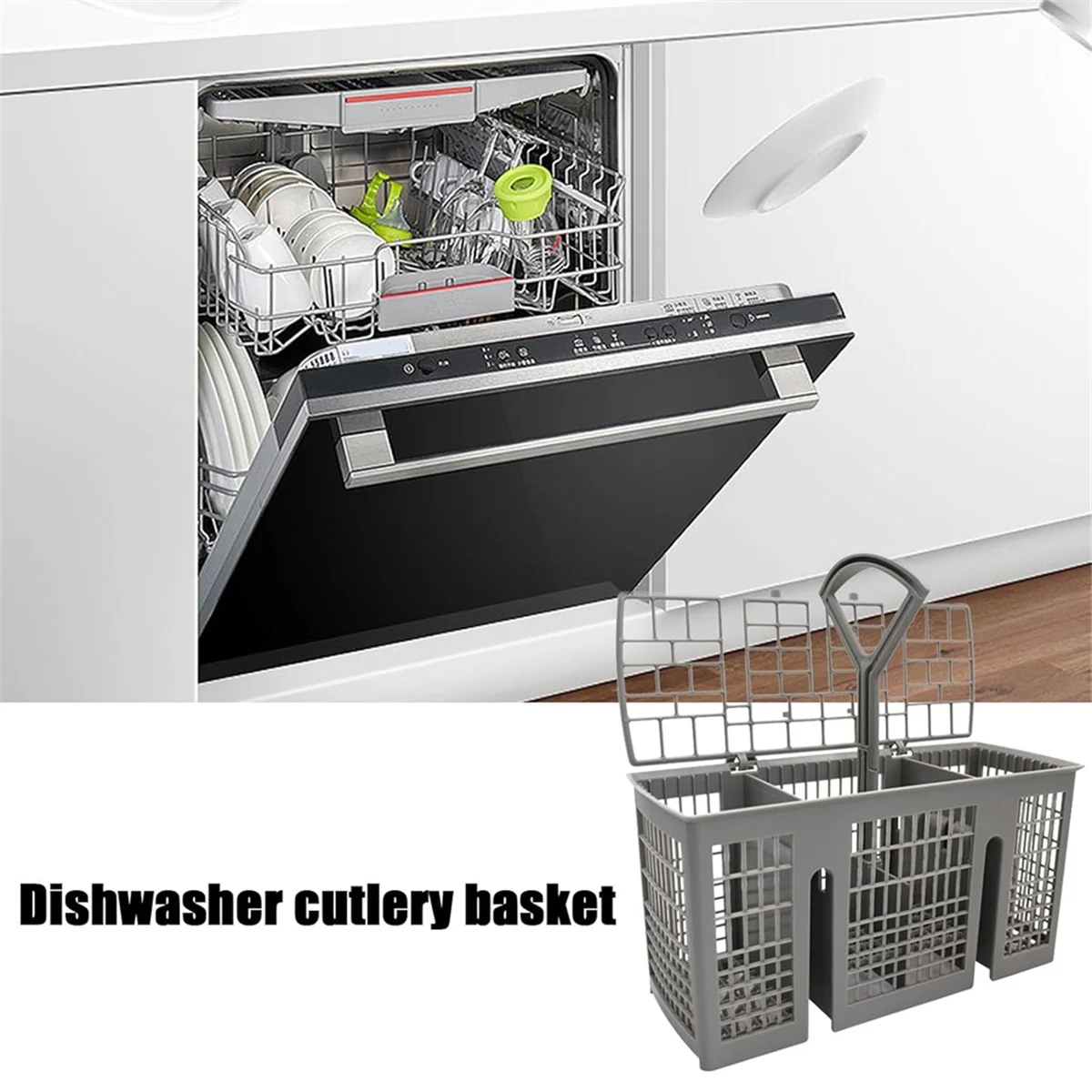 Universal Dishwasher Cutlery Basket Replacement, with Removable Handle, Dishwasher Utensil Holder for Bosch and Siemens 6