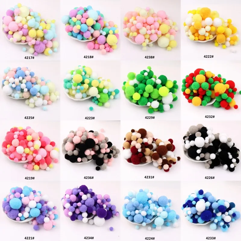 Pom Poms Craft Supplies Fluffy Ball Accessories Multi Size 20g 10mm To 30mm For DIY Wedding Decoration