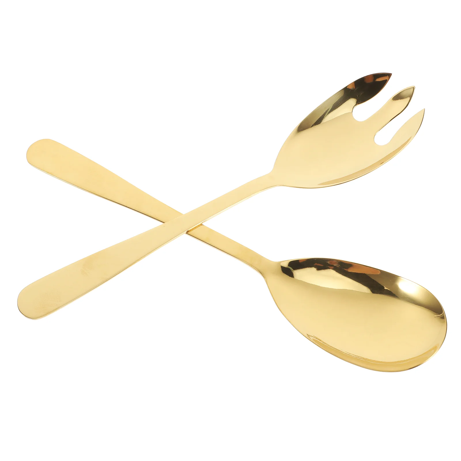 2 Pcs Stainless Steel Cutlery Salad Spoon and Fork Espresso Spoons Utensils Servers