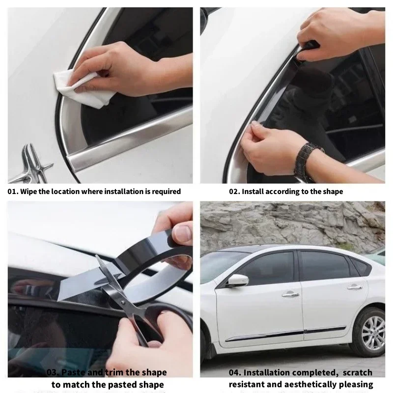 Black Vinyl Car Window Trim Film Flexible Door Sticker