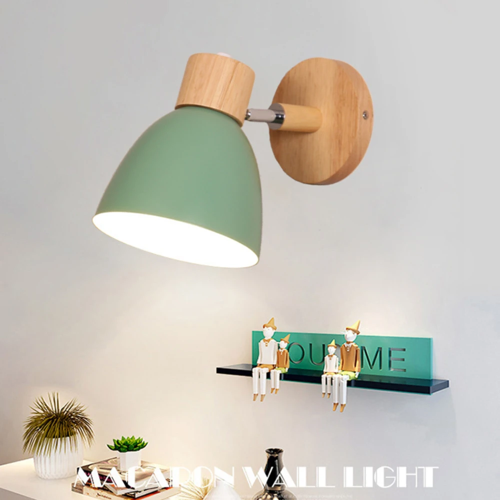 LED Wall Lamp Wall Light Macaroon 6 Color Steering Head E27 85-285V Nordic Wall Lights Bedside Wall Sconce Modern Light for Bedroom Nordic