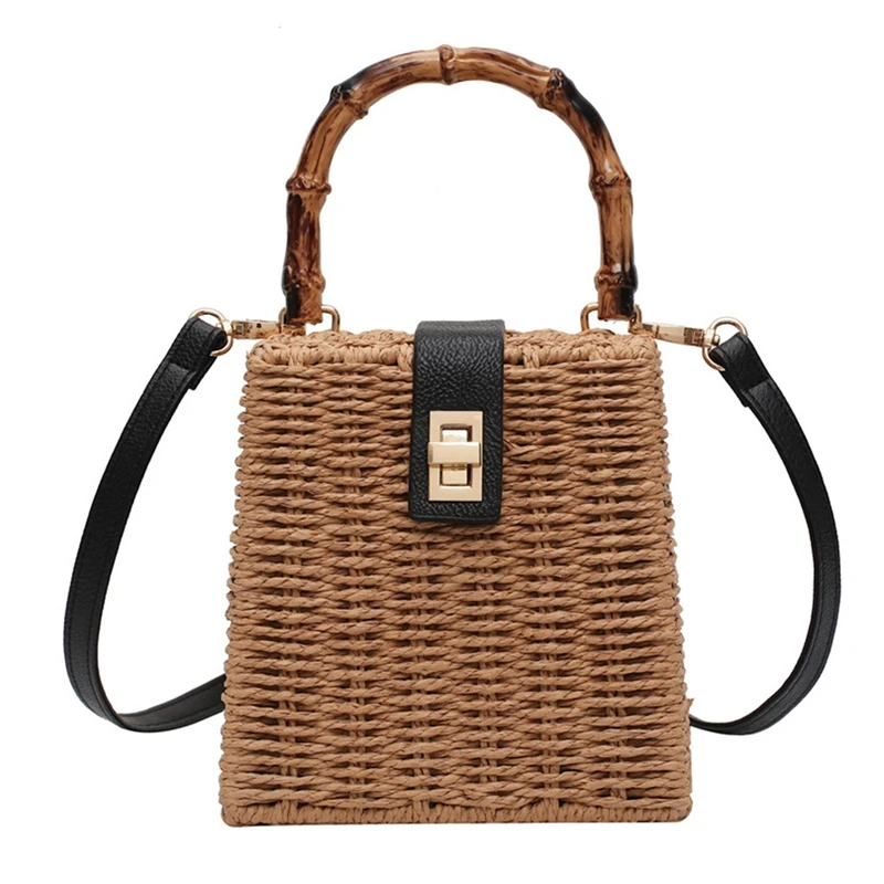 

Weave Small Tote Bag Summer Quality Straw Women's Handbag Beach Travel Shoulder Messenger Bag Hand Bag