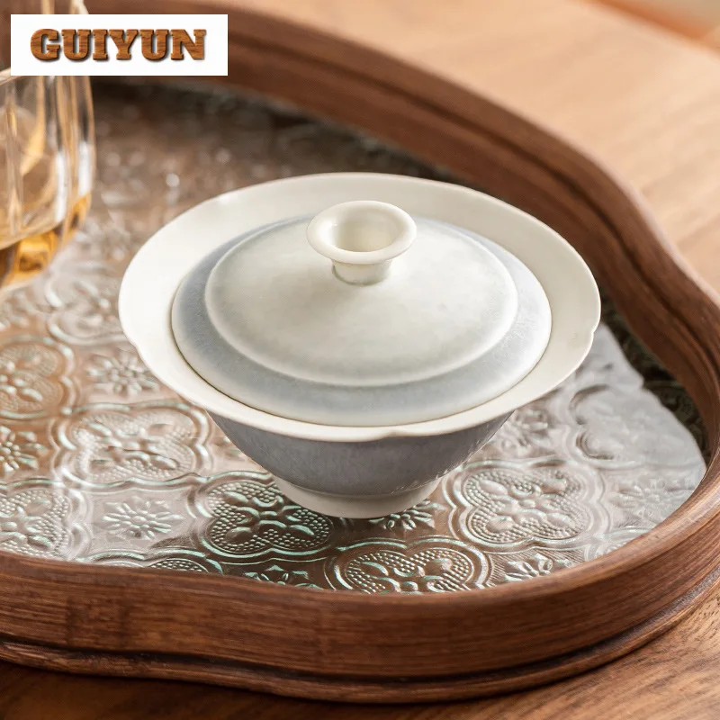 70ml Kiln Fambe Glaze Handmade Cover Bowl Chinese Style High-end Hat Gaiwan Ancient Tea Tureen Tea Maker Items Decoration