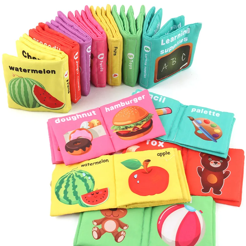 Baby English Palm Three-dimensional Cloth Book Newborn Soft Book Early Childhood Education Baby Cloth Book