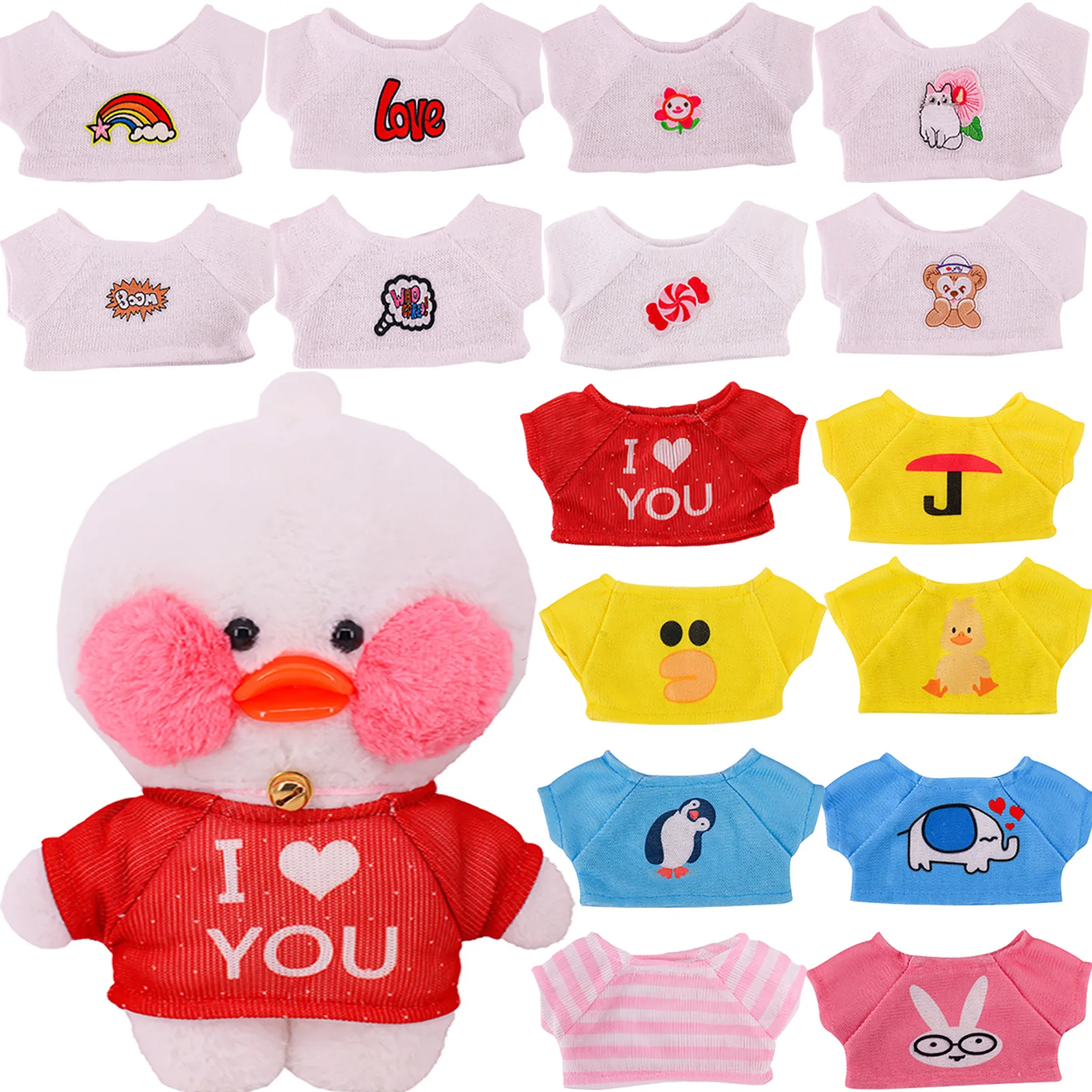 

Hot Sweater 30cm Lalafanfan Duck Clothes For Plush Toy Print Clothes Accessories Soft Animal Dolls Toys Children's Birthday Gift