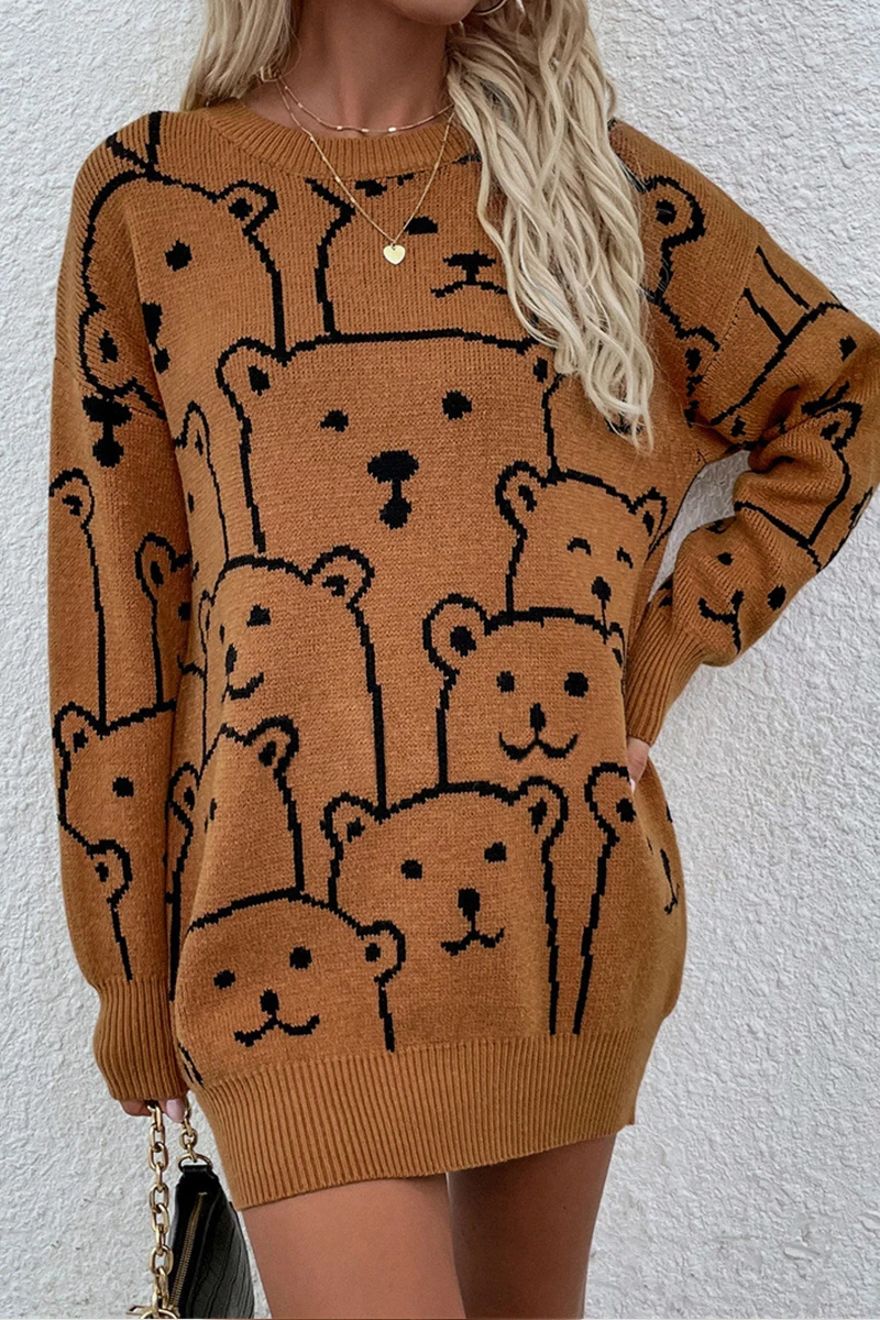 

Женское Повседневное платье-мини Popvil с круглым вырезом и длинным рукавом